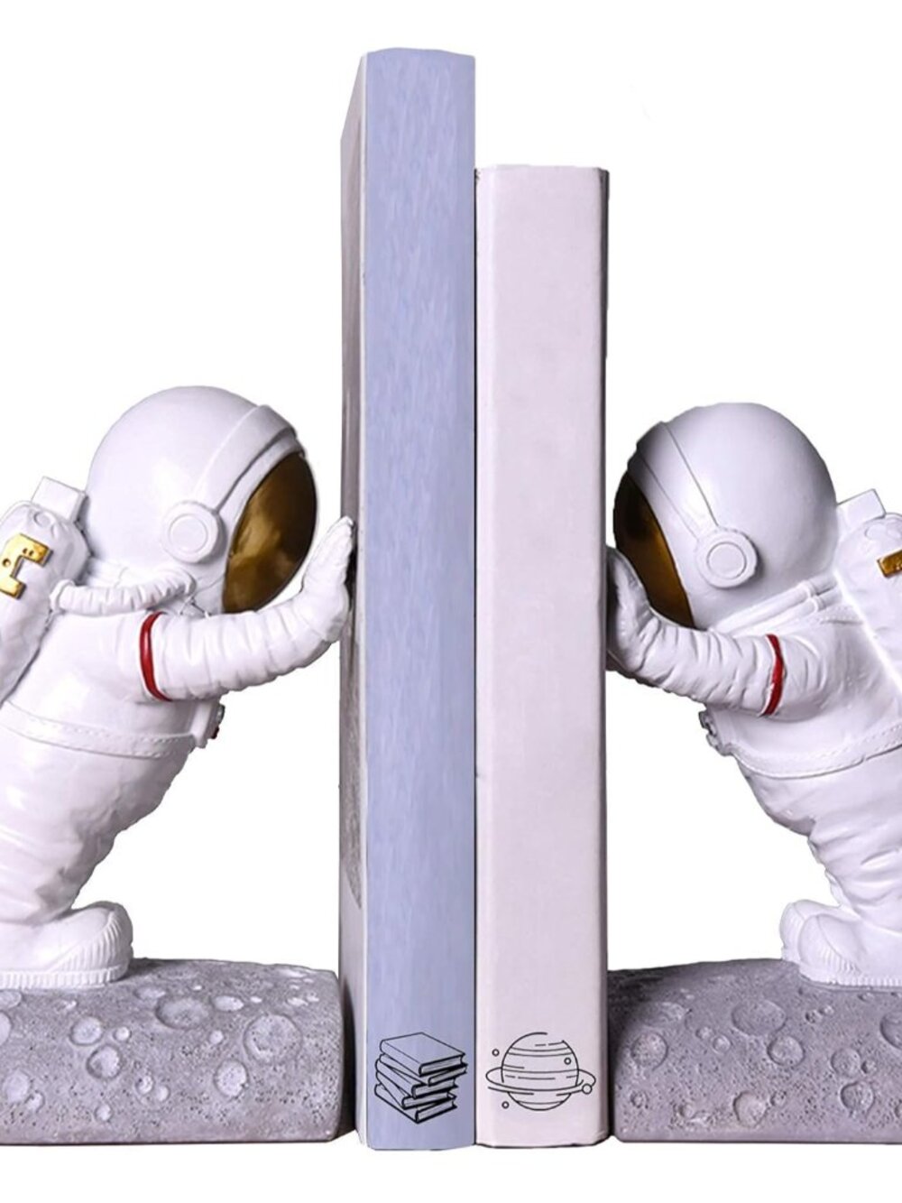 Astronaut Bookends - Space Decor for Kids Rooms & Home Office - Heavy Duty Book